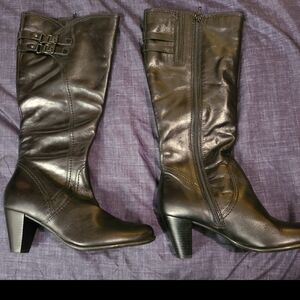 Clarks Black Heeled Knee-High Boots